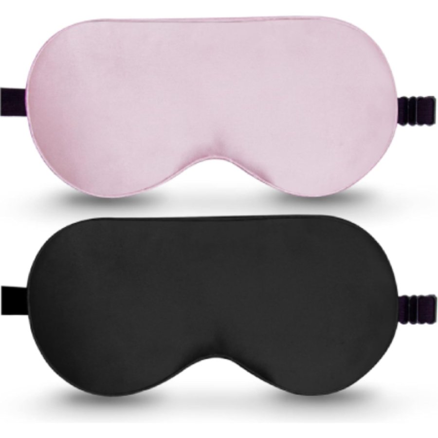 Pure Mulberry Silk Sleep Mask — 2 Pack Adjustable Blackout Eye Masks
